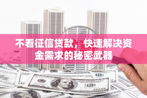 加格达奇不看征信贷款，快速解决资金需求的秘密武器